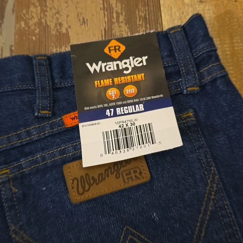 Wrangler FR Jeans Mens 42x30 Flame Reststant‎ 47 Regular Fit Denim NEW NWT